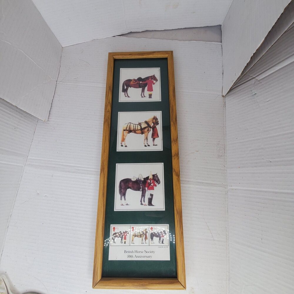 Framed Postage Stamp Art Queen Elizabeth II Horses British Horse Society